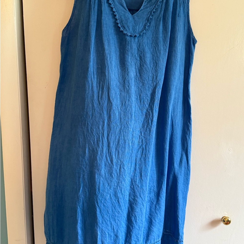 Blue Sleeveless Ruffled V-Neck Mini Dress